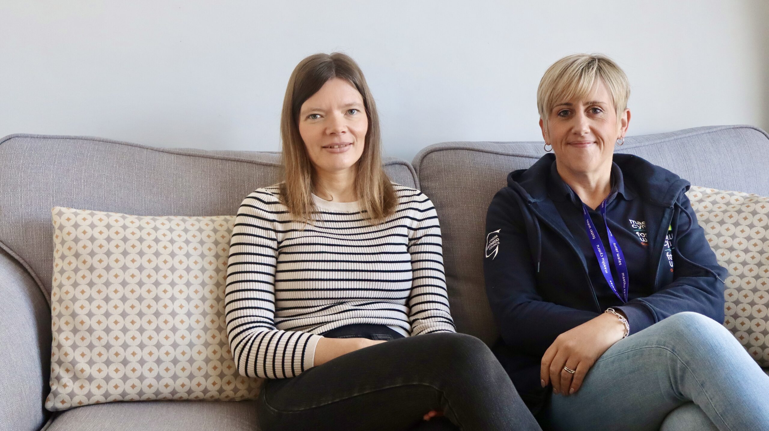 Foster Carer Meleri (left) with a member of Gwynedd fostering team